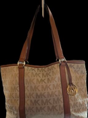 Michael Kors Tan and Brown Signature MK Tote